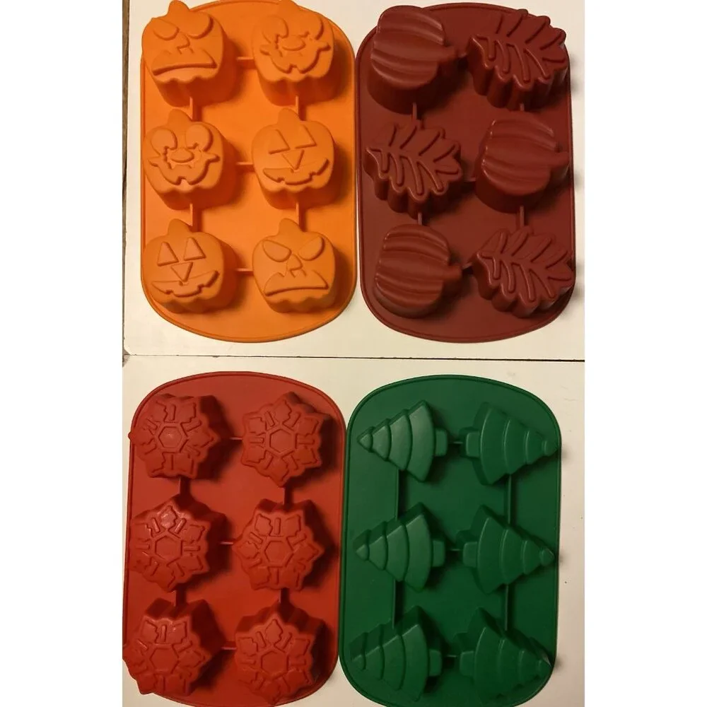 Wilton Silicone Cupcake Cakelet Molds 4 Pans Baking Christmas & Fall Holidays